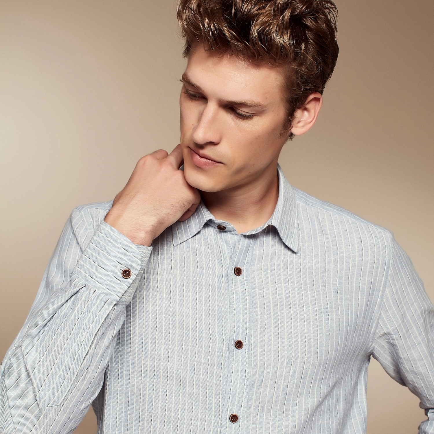 ÇİZGİLİ SLIM FİT PAMUKLU GÖMLEK