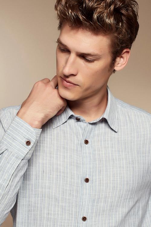  ÇİZGİLİ SLIM FİT PAMUKLU GÖMLEK