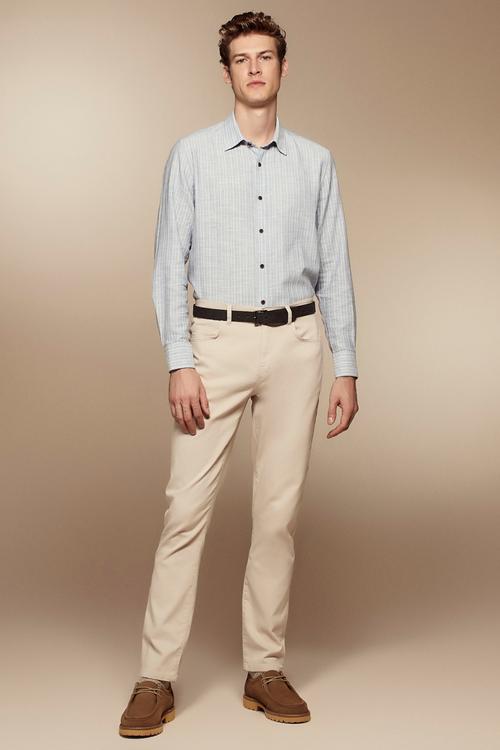  ÇİZGİLİ SLIM FİT PAMUKLU GÖMLEK