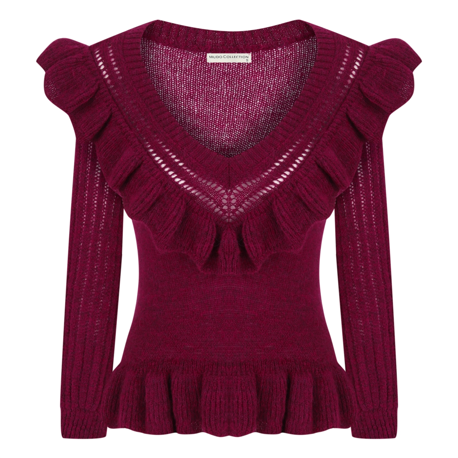 V YAKA FIRFIR DETAYLI TRİKO KAZAK