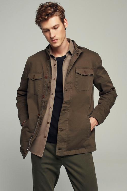  DİK YAKA CEPLİ PAMUK CEKET