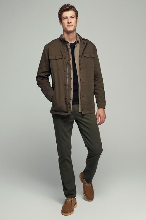  DİK YAKA CEPLİ PAMUK CEKET