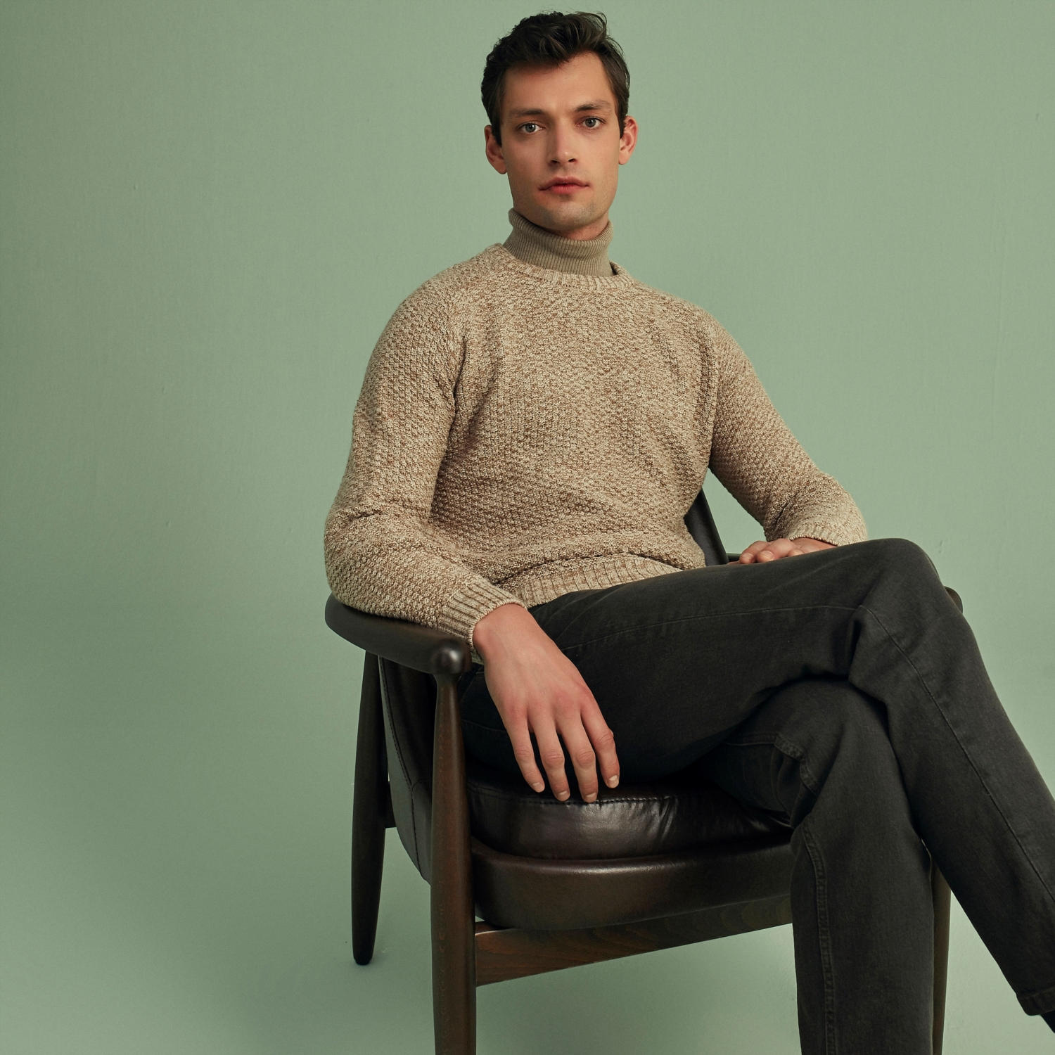 BİSİKLET YAKA DOKULU KAZAK