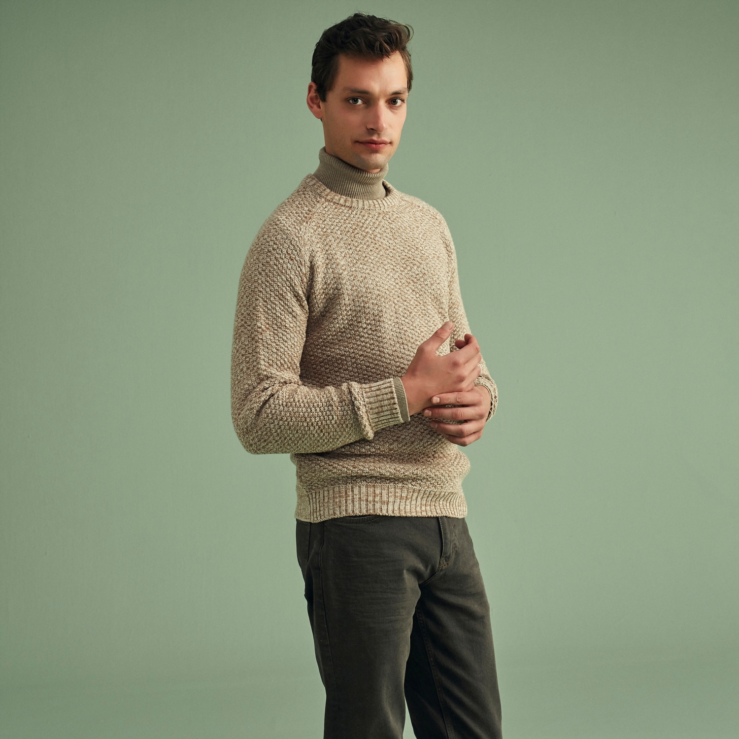 BİSİKLET YAKA DOKULU KAZAK