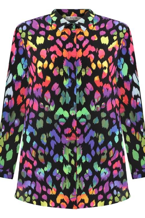  RENKLİ LEOPAR BASKILI GÖMLEK