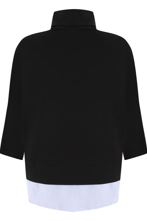  DİK YAKA GÖMLEK DETAYLI PAMUKLU SWEATSHIRT