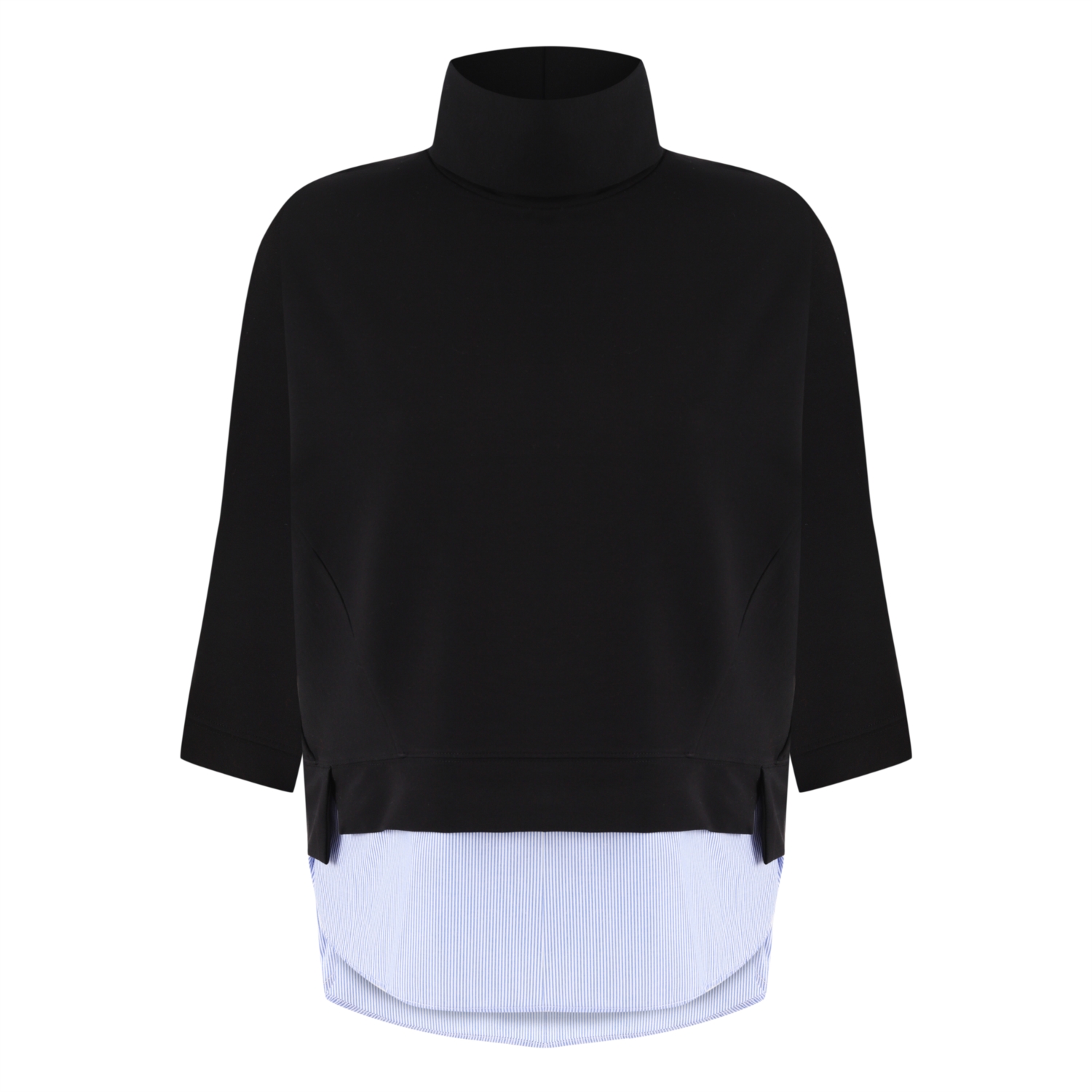 DİK YAKA GÖMLEK DETAYLI PAMUKLU SWEATSHIRT