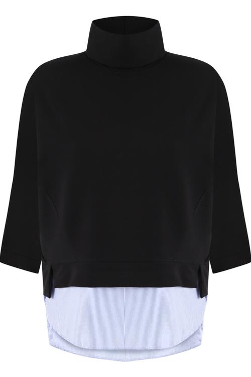  DİK YAKA GÖMLEK DETAYLI PAMUKLU SWEATSHIRT