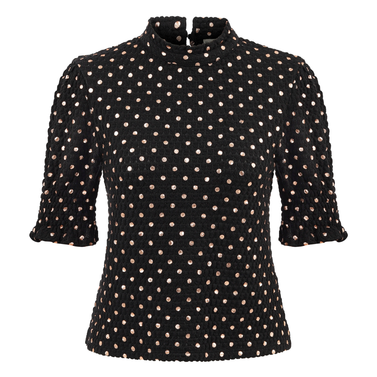 DİK YAKA PUANTİYELİ BLUZ