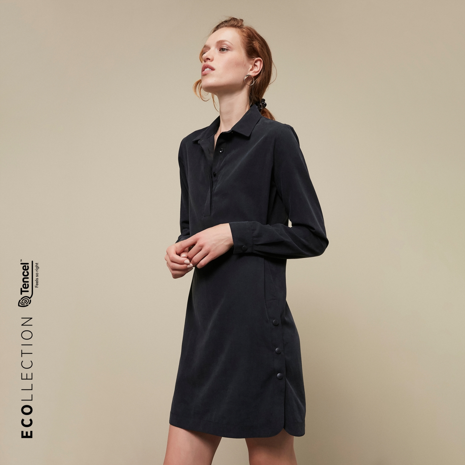 TENCEL TM MİNİ GÖMLEK ELBİSE