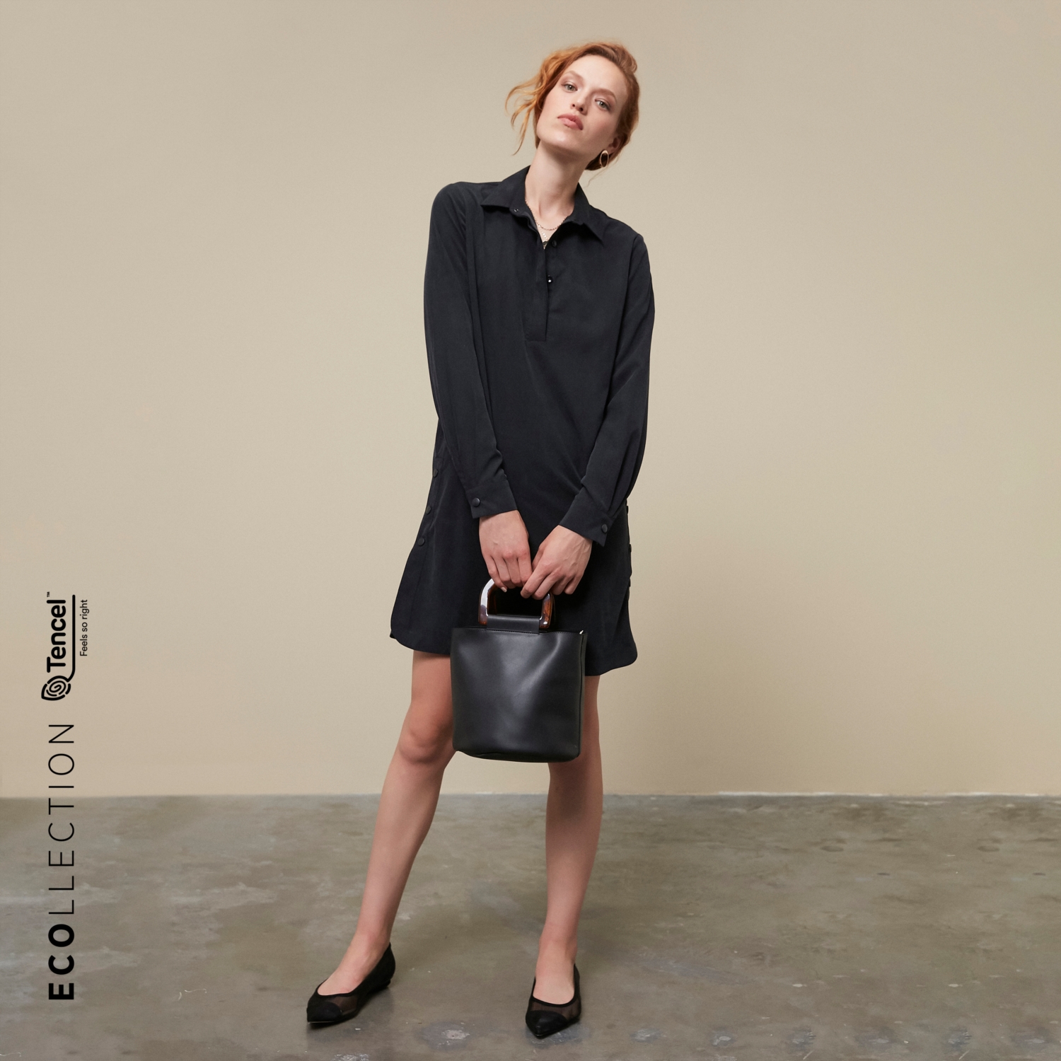 TENCEL TM MİNİ GÖMLEK ELBİSE