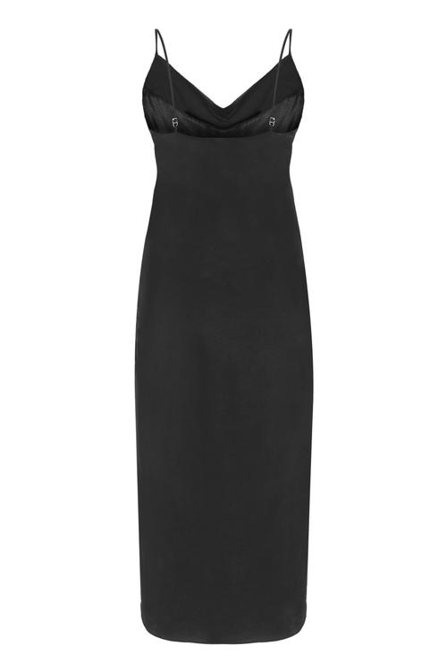  YANDAN BÜZGÜLÜ DEGAJE YAKA ASKILI MİDİ ELBİSE