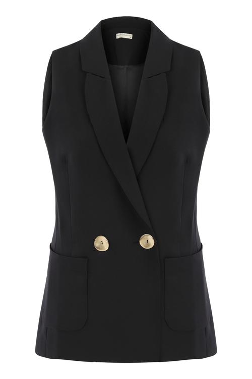  METAL DÜĞMELİ KRUVAZE YAKA YELEK