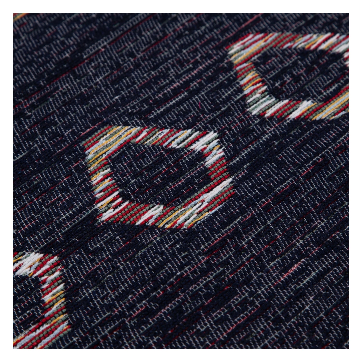 ETNİK KARE DESENLİ KİLİM SİYAH 80X150CM