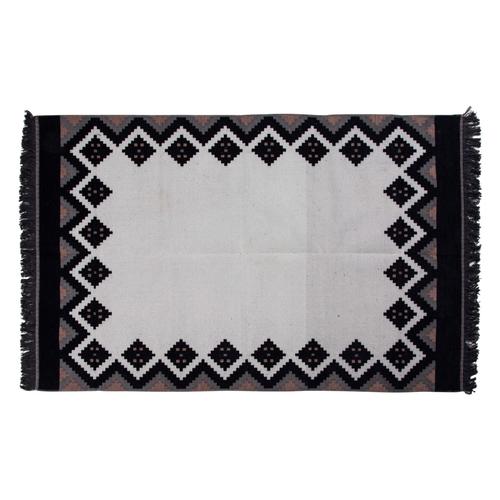  ETNİK ÇİFT TARAFLI HALI SİYAH BEYAZ 120X180CM