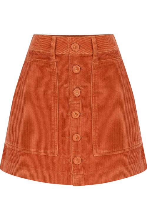  ÖNÜ DÜĞMELİ KADİFE MİNİ ETEK