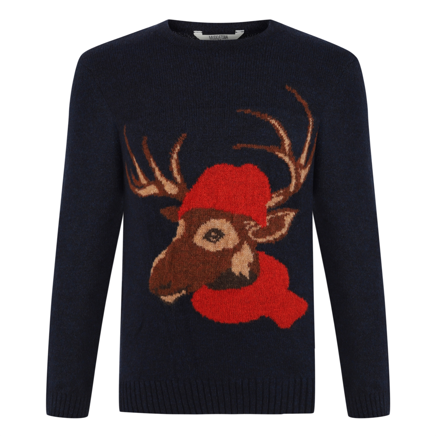 GEYİK DESENLİ UNISEX BİSİKLET YAKA KAZAK