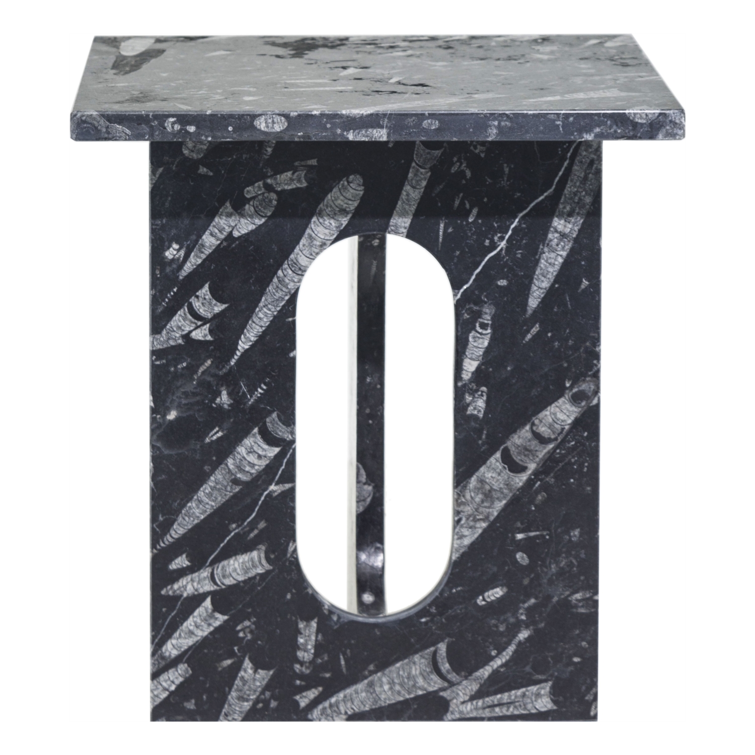 ALL MARBLE 3 AYAKLI FOSSIL SİYAH SEHPA