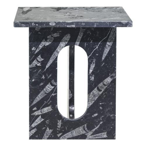  ALL MARBLE 3 AYAKLI FOSSIL SİYAH SEHPA