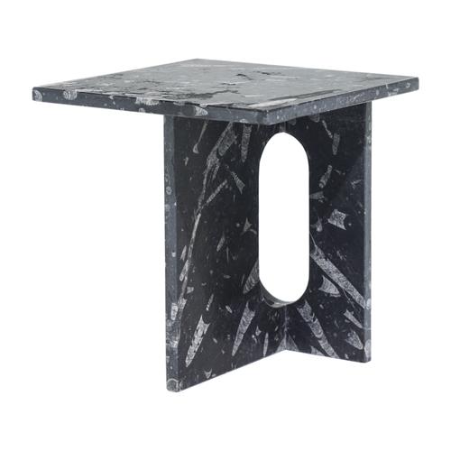  ALL MARBLE 3 AYAKLI FOSSIL SİYAH SEHPA