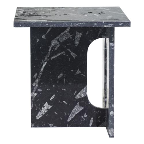  ALL MARBLE 3 AYAKLI FOSSIL SİYAH SEHPA