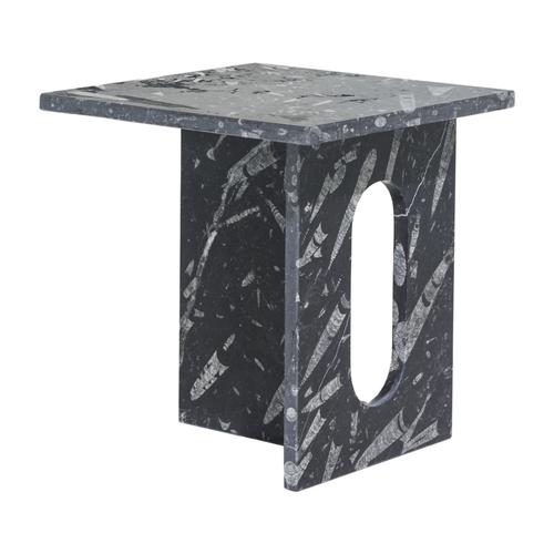  ALL MARBLE 3 AYAKLI FOSSIL SİYAH SEHPA