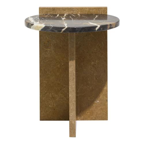  ALL MARBLE YUVARLAK SİYAH & ALTIN SEHPA