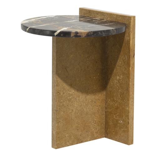  ALL MARBLE YUVARLAK SİYAH & ALTIN SEHPA