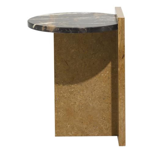  ALL MARBLE YUVARLAK SİYAH & ALTIN SEHPA