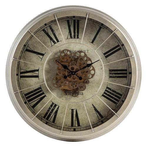  GRASSE METAL YUVARLAK DUVAR SAATİ GÜMÜŞ ÇARK 80CM