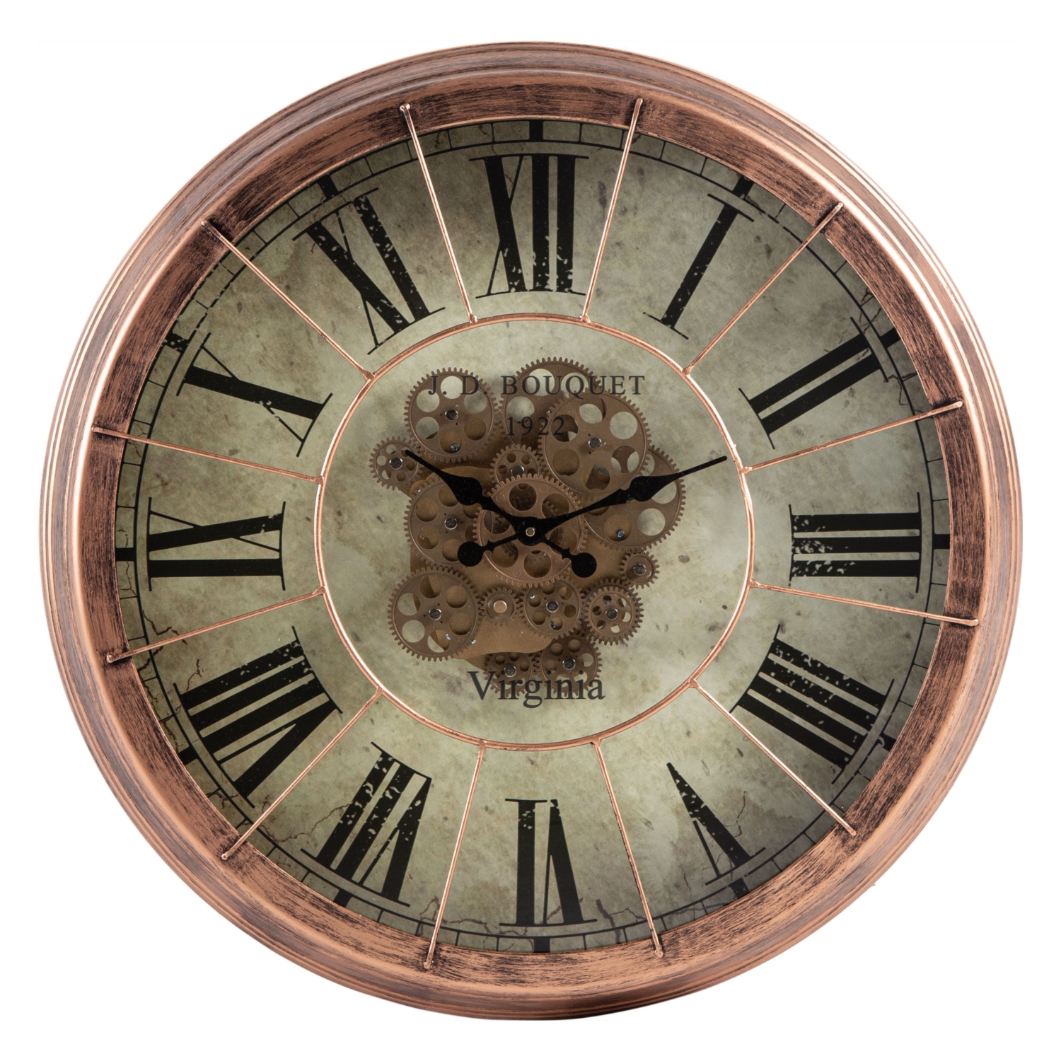 TOULON METAL YUVARLAK DUVAR SAATİ BAKIR ÇARK 80CM