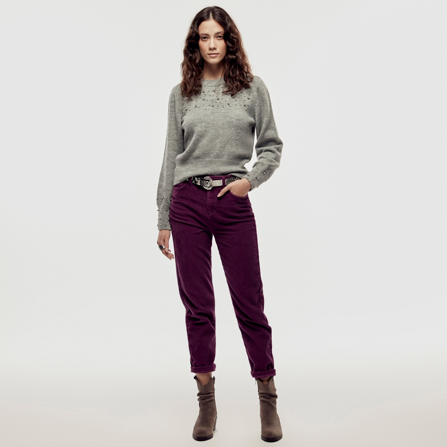 BİSİKLET YAKA İNCİLİ KAZAK