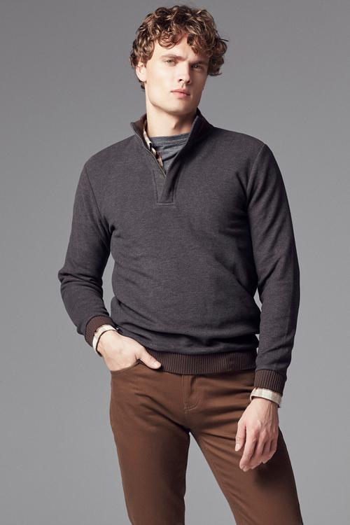  DİK YAKA PAMUKLU SWEATSHIRT