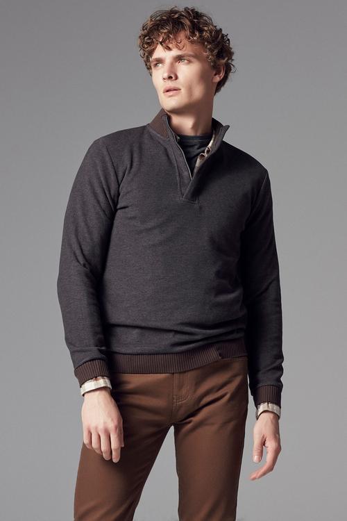  DİK YAKA PAMUKLU SWEATSHIRT