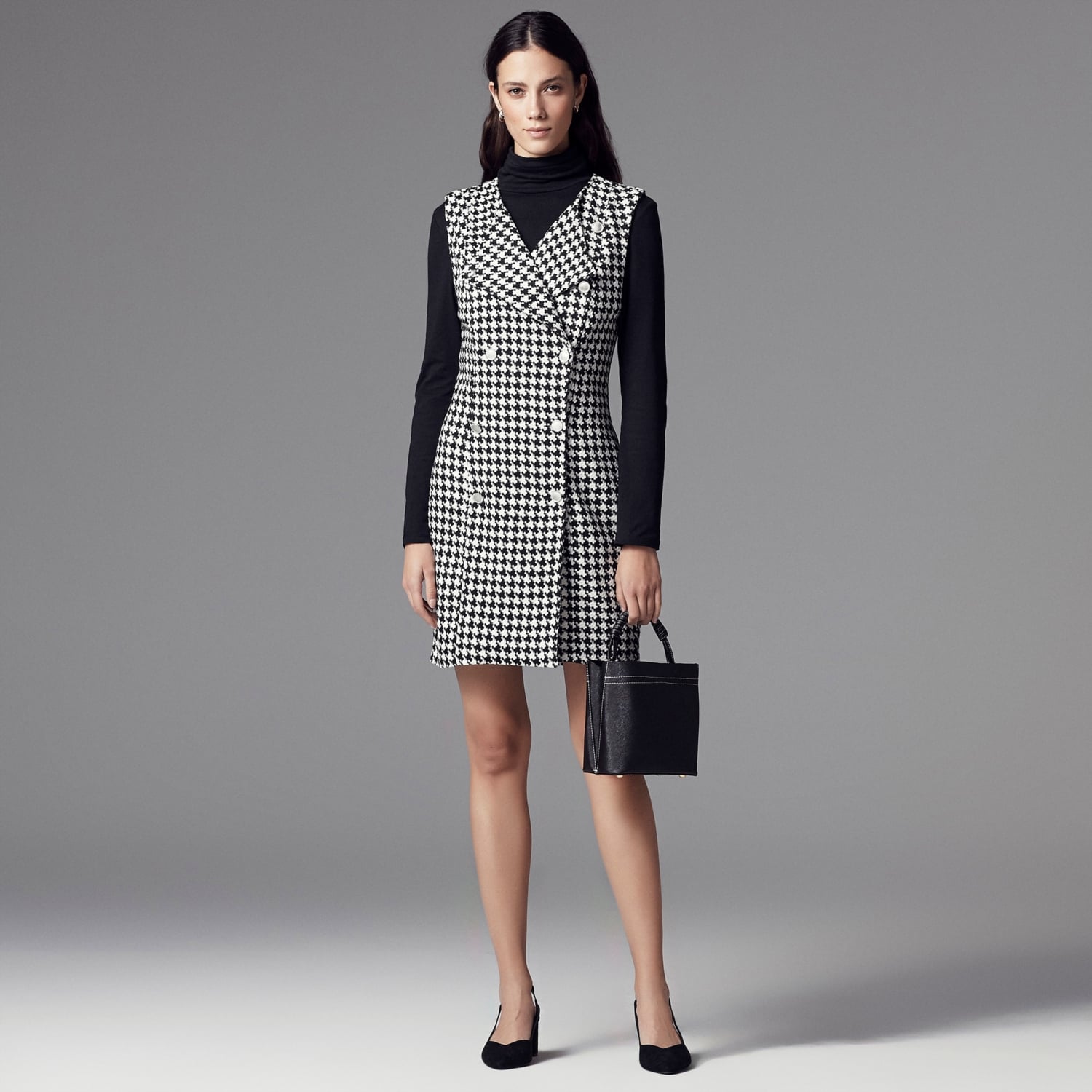 KAZAYAĞI DESENLİ KRUVAZE MİNİ KOLSUZ ELBİSE