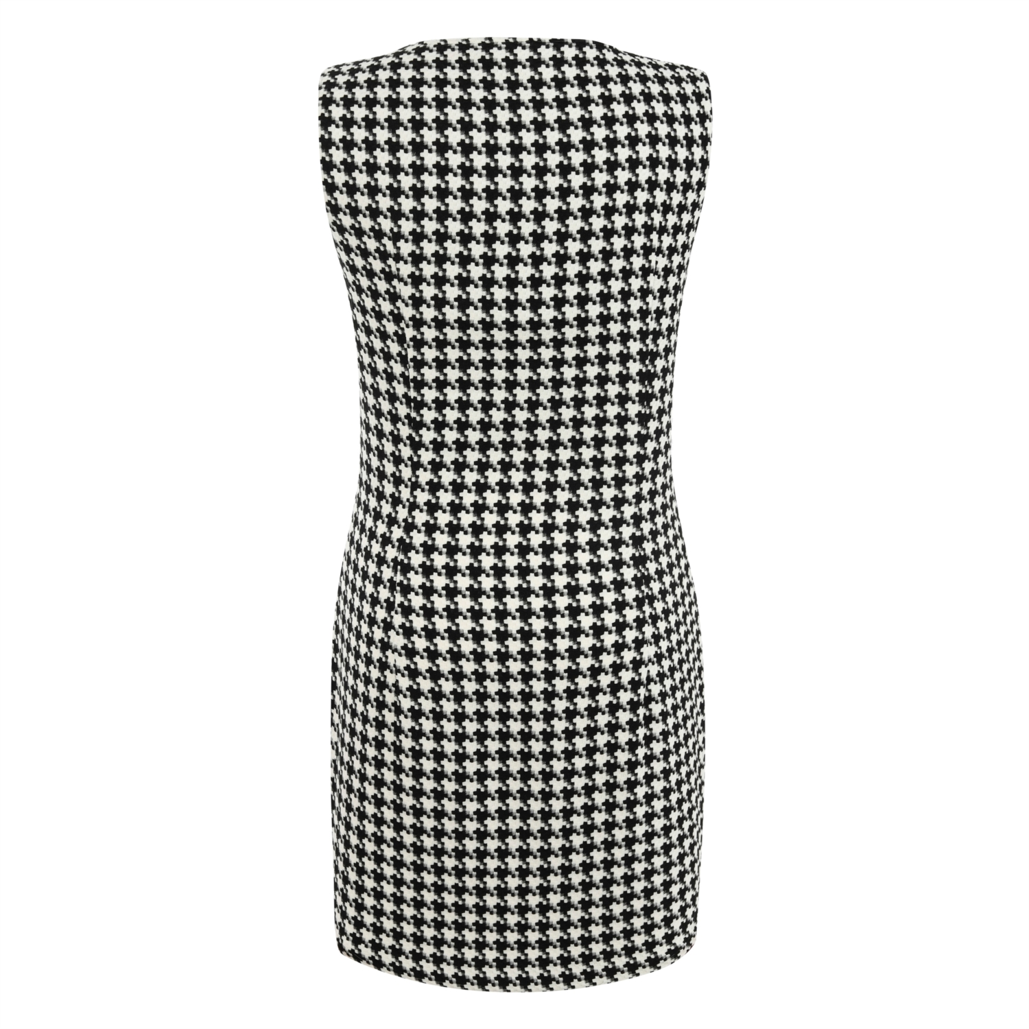 KAZAYAĞI DESENLİ KRUVAZE MİNİ KOLSUZ ELBİSE