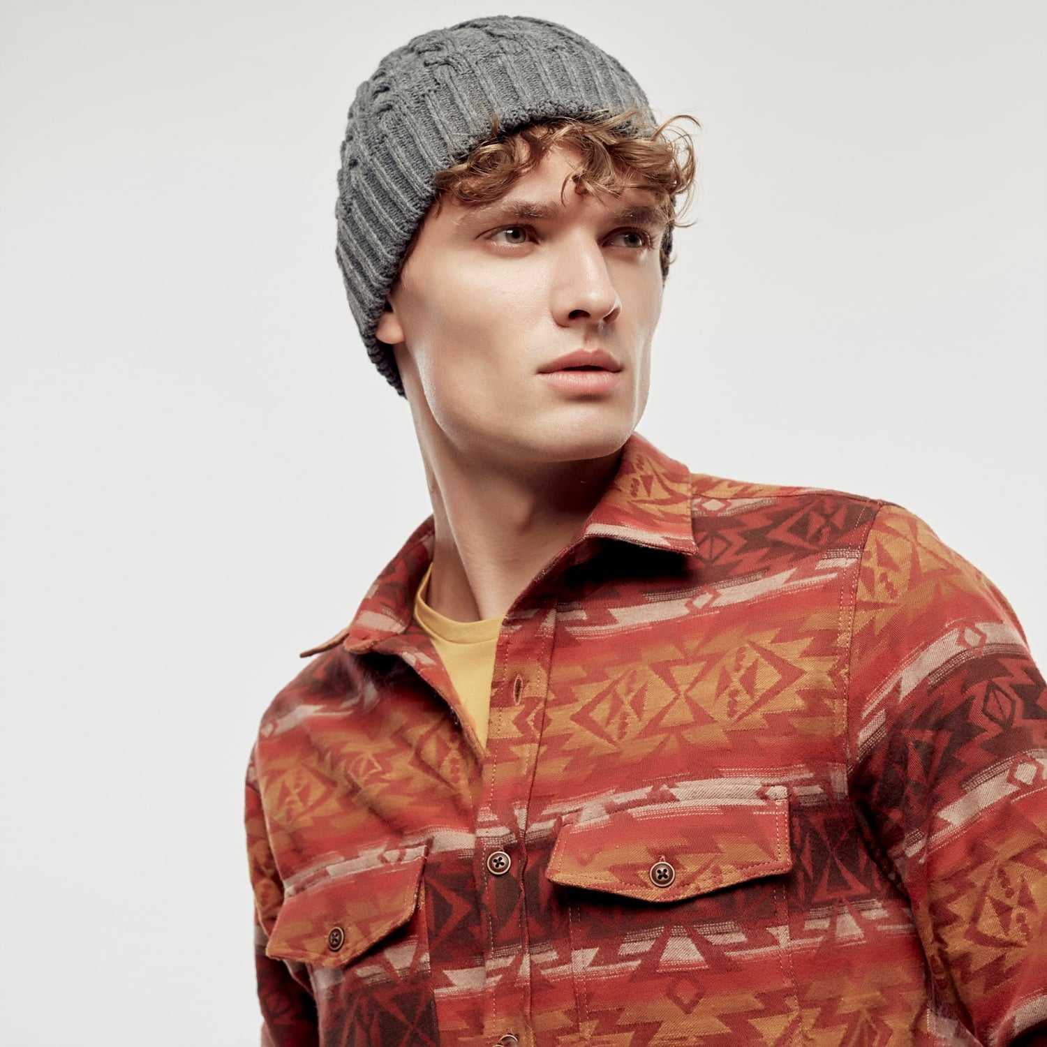 ETNİK DESENLİ PAMUK GÖMLEK