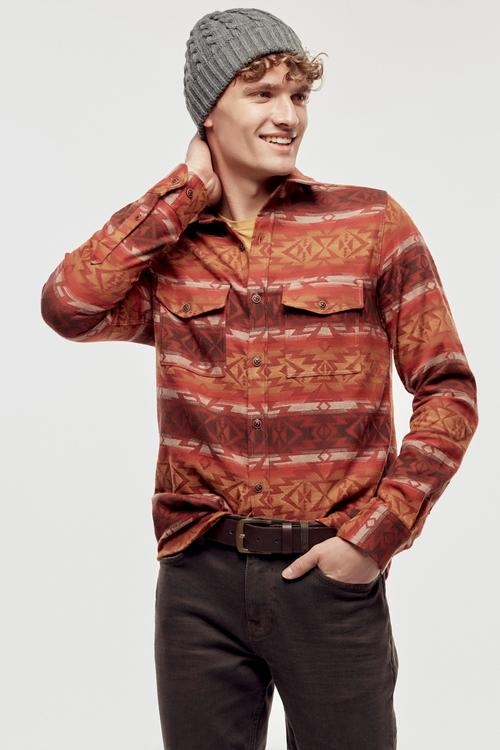  ETNİK DESENLİ PAMUK GÖMLEK
