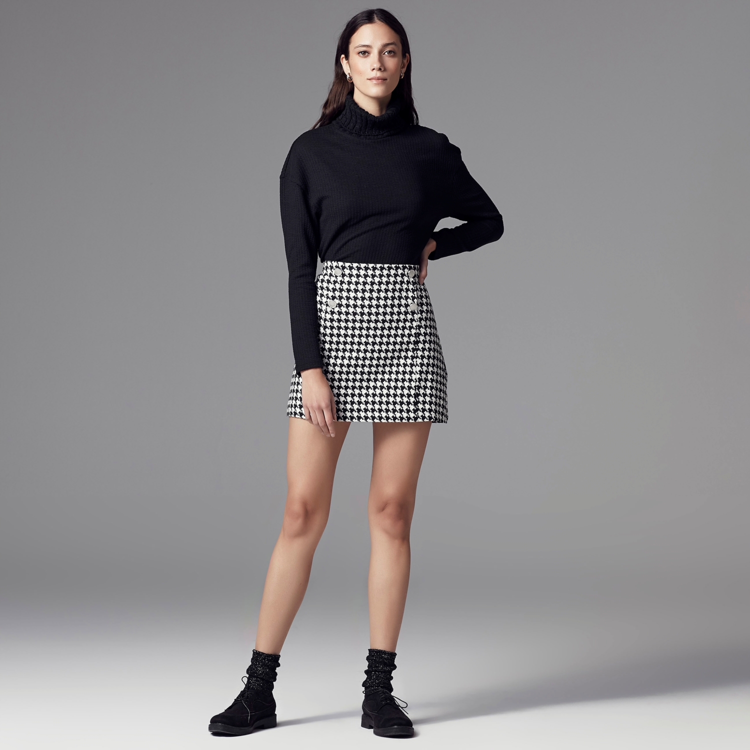 KAZAYAĞI DESENLİ MİNİ ETEK