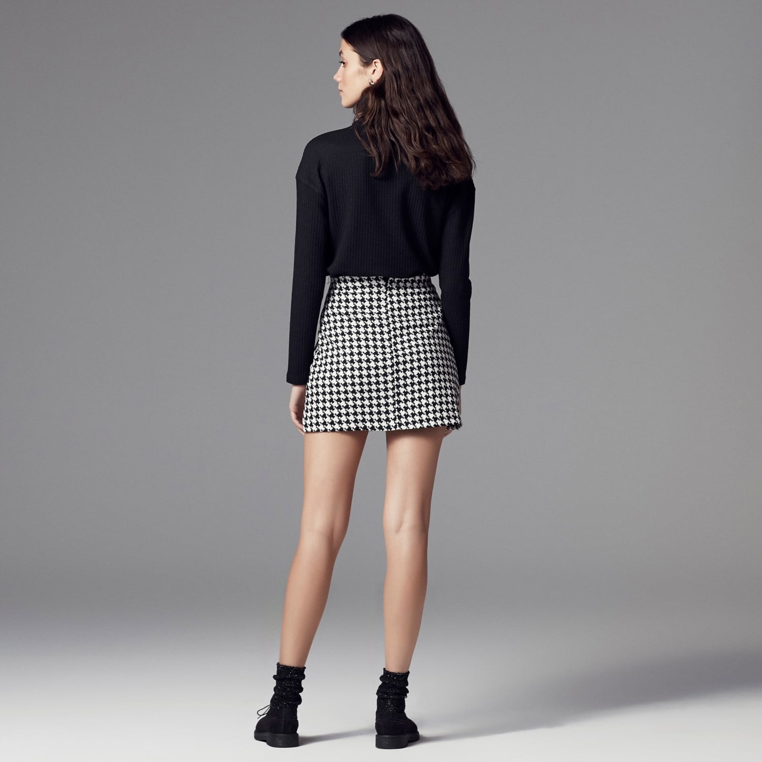 KAZAYAĞI DESENLİ MİNİ ETEK