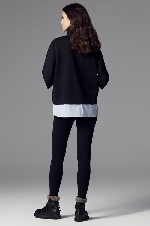  DİK YAKA GÖMLEK DETAYLI PAMUKLU SWEATSHIRT