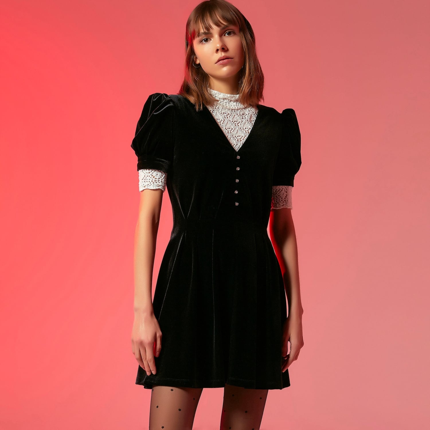 KADİFE MİNİ ELBİSE