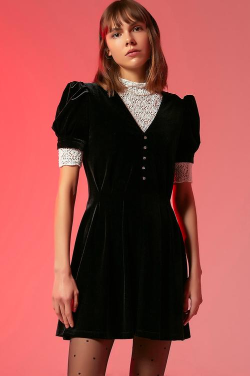  KADİFE MİNİ ELBİSE