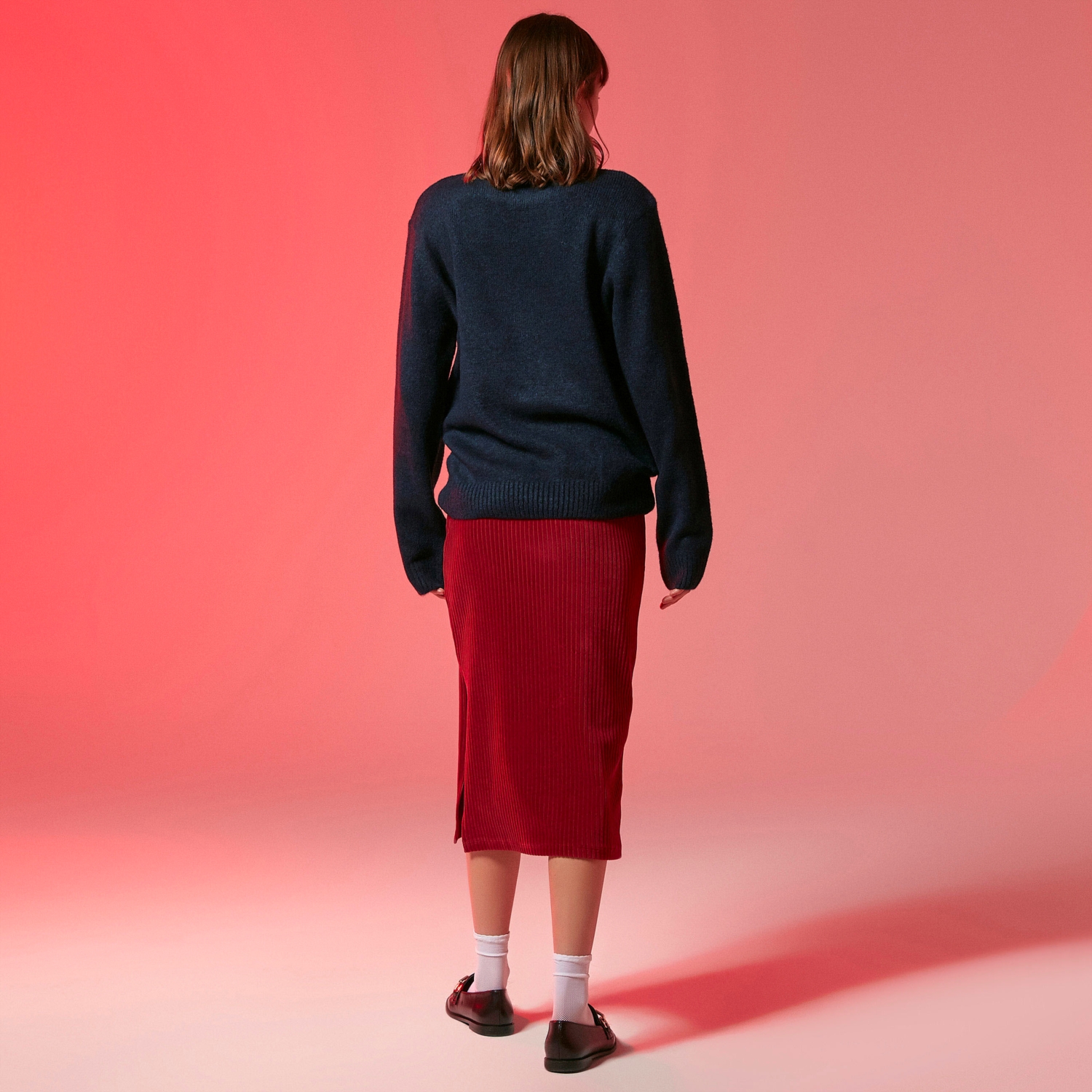 KADİFE KALEM MİDİ ETEK