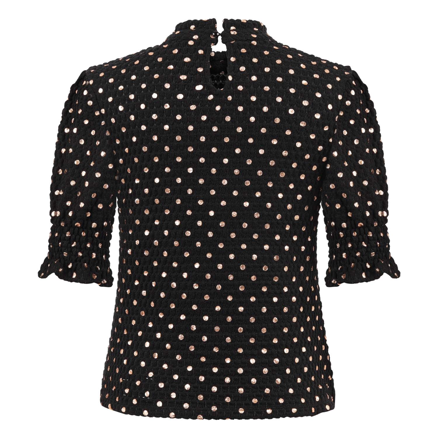 DİK YAKA PUANTİYELİ BLUZ