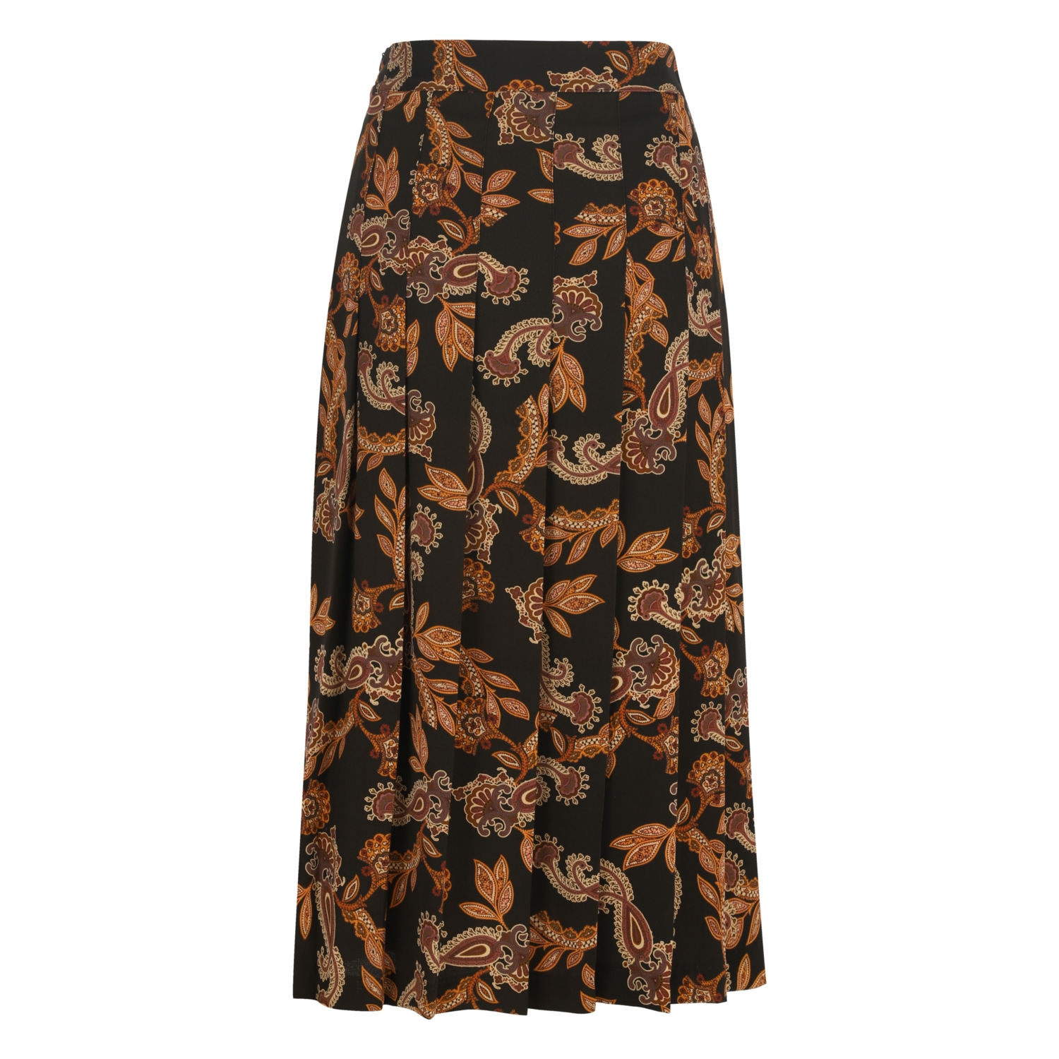 ETNİK DESENLİ PİLELİ MİDİ ETEK