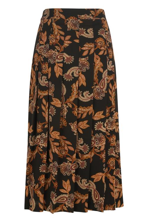  ETNİK DESENLİ PİLELİ MİDİ ETEK