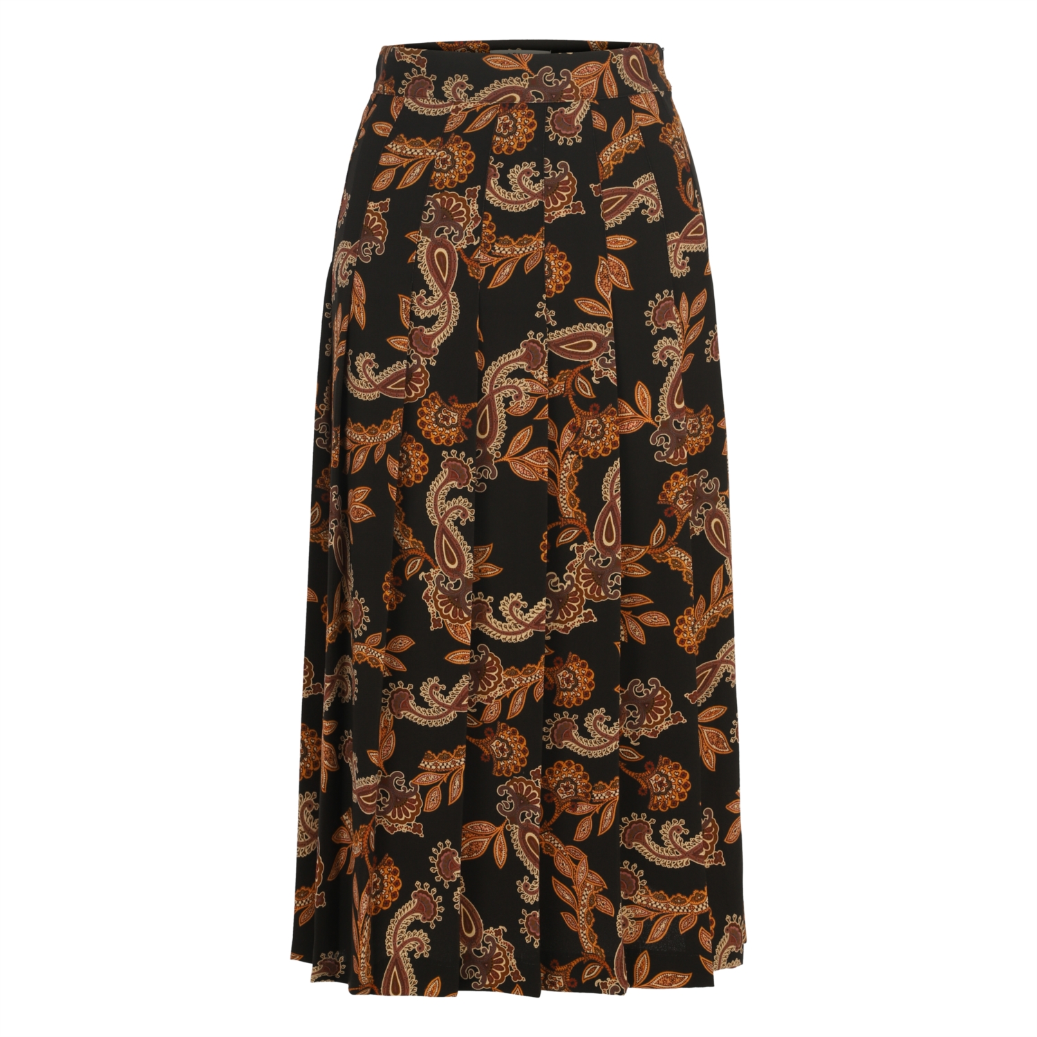 ETNİK DESENLİ PİLELİ MİDİ ETEK