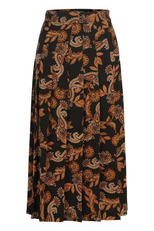  ETNİK DESENLİ PİLELİ MİDİ ETEK