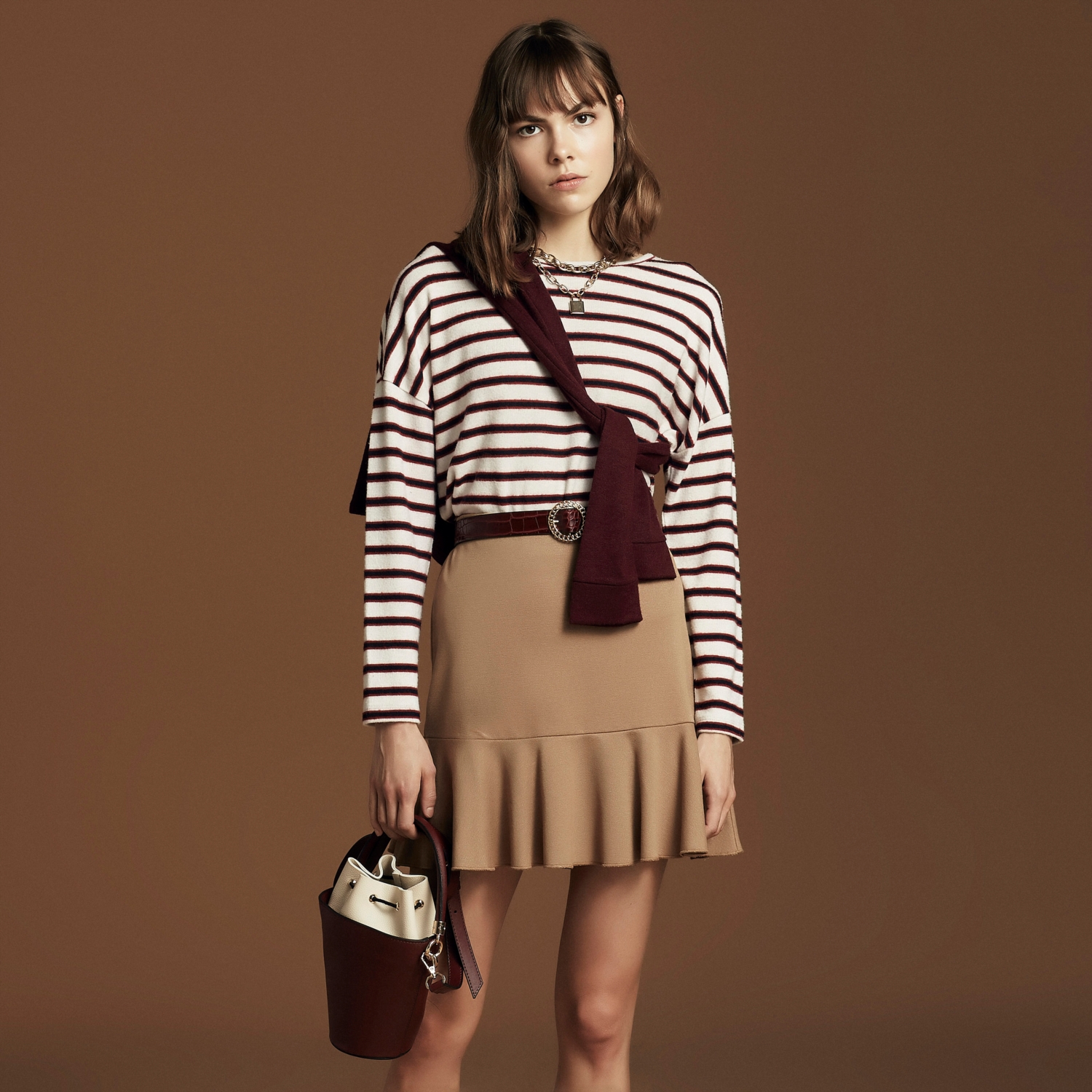 ÇİZGİLİ BİSİKLET YAKA SWEATSHIRT